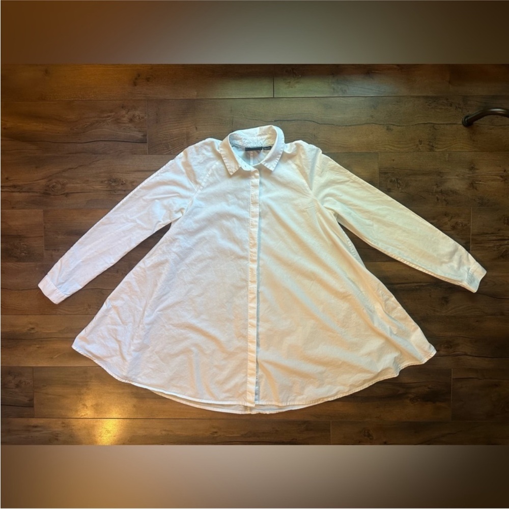 Maeve Anthropologie White Shirt Dress A Line Swing Tunic Size 0